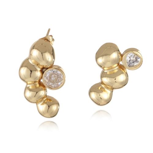 Boucles d'oreilles en laiton zircon cubique pavent, Placage, styles différents pour le choix & pavé de micro zircon & pour femme, doré, Vendu par paire