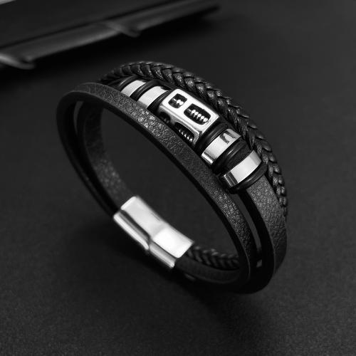 PU Leather Cord Bracelets, Vacuum Ion Plating, for man, Sold By PC