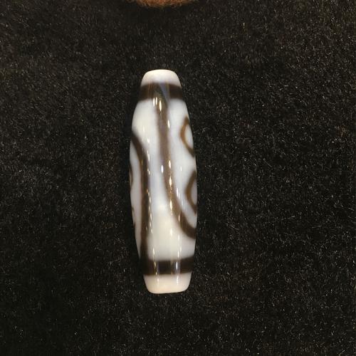 Natural Tibetan Agate Dzi Beads, Oval, double heart vajra & two tone, Grade A, 38x12x2.50mm, Hole:Approx 2mm, Sold By PC