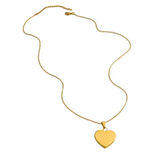 Stainless Steel Jewelry Necklace, 304 Stainless Steel, with 5cm extender chain, Heart, Vacuum Ion Plating, fashion jewelry & for woman, golden, 17x26mm, Length:Approx 45 cm, Sold By PC