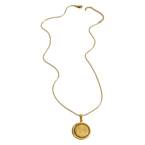 Collier de bijoux en acier inoxydable, Acier inoxydable 304, avec 5cm chaînes de rallonge, bijoux de mode & pour femme, doré, 23x33mm, Longueur:Environ 45 cm, Vendu par PC