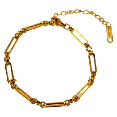 Bijoux bracelet en acier inoxydable, Acier inoxydable 304, avec 5cm chaînes de rallonge, bijoux de mode & pour femme, doré, Longueur:Environ 18 cm, Vendu par PC