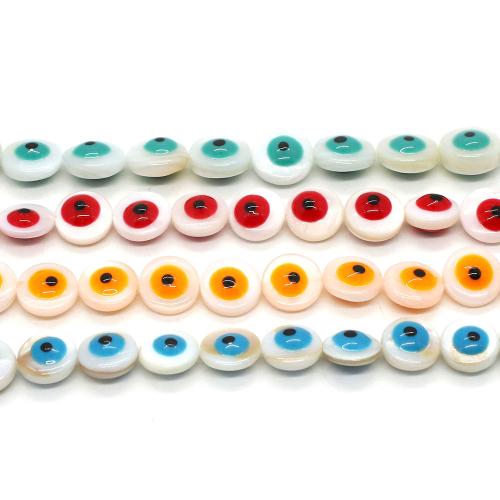 Natural Freshwater Shell Beads, Evil Eye, double-sided enamel & DIY, more colors for choice, 8mm, Sold Per Approx 38 cm Strand