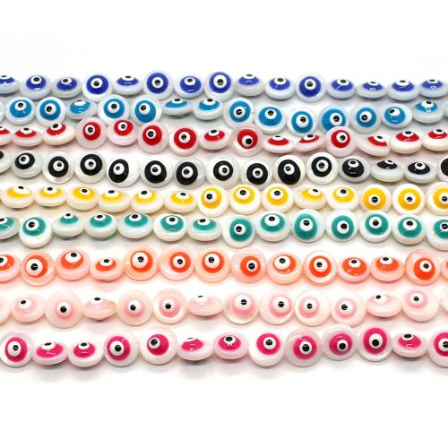 Natural Freshwater Shell Beads, Evil Eye, DIY & enamel, more colors for choice, 9mm, Sold Per Approx 38 cm Strand