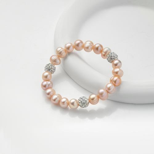 Freshwater Cultured Pearl Bracelet, Freshwater Pearl, different styles for choice & for woman & with rhinestone, more colors for choice, Length:21 cm, Sold By PC