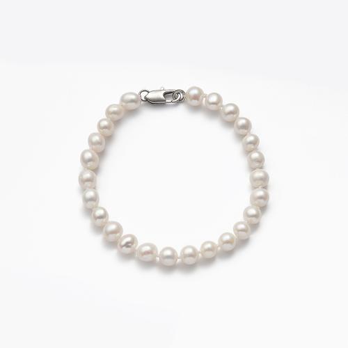 Pulseras de Perlas Freshwater, Perlas cultivadas de agua dulce, para mujer, Blanco, longitud:21 cm, Vendido por UD