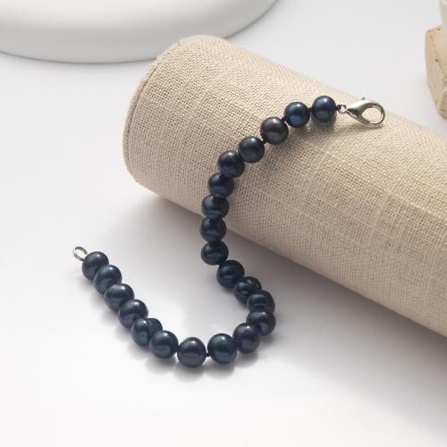 Pulseras de Perlas Freshwater, Perlas cultivadas de agua dulce, para mujer, Negro, longitud:19 cm, Vendido por UD