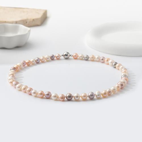 Natural Freshwater Pearl Necklace, for woman, Length:43 cm, Sold By PC