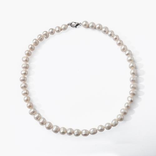 Collier de perles d'eau douce naturelles, perle d'eau douce cultivée, pour femme, Longueur:43 cm, Vendu par PC