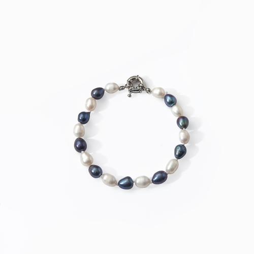 Freshwater Cultured Pearl Bracelet, Freshwater Pearl, for woman, blue, Length:18.5 cm, Sold By PC