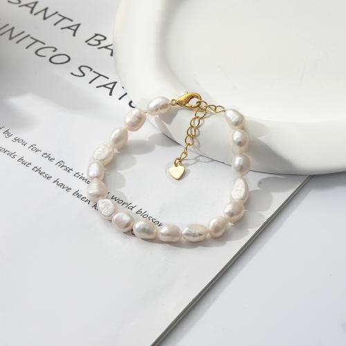 Freshwater Cultured Pearl Bracelet, Freshwater Pearl, for woman, Length:18.5 cm, Sold By PC