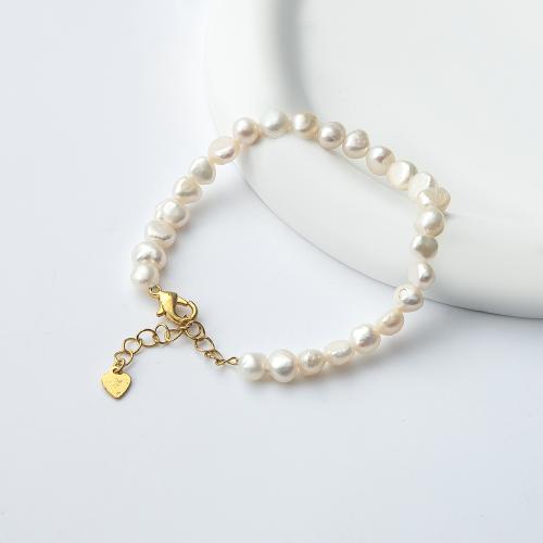 Freshwater Cultured Pearl Bracelet, Freshwater Pearl, for woman, Length:18.5 cm, Sold By PC