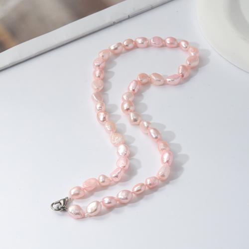 Collier de perles d'eau douce naturelles, perle d'eau douce cultivée, pour femme, rose, Longueur:43 cm, Vendu par PC