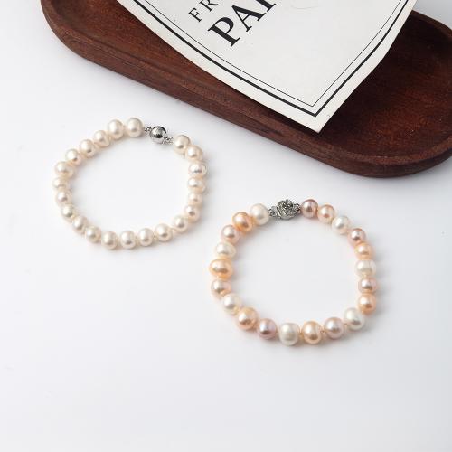 Freshwater Cultured Pearl Bracelet, Freshwater Pearl, different styles for choice & for woman & with rhinestone, more colors for choice, Length:18.5 cm, Sold By PC