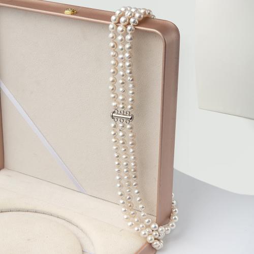 Natural Freshwater Pearl Necklace, three layers & for woman, Length:38 cm, Sold By PC