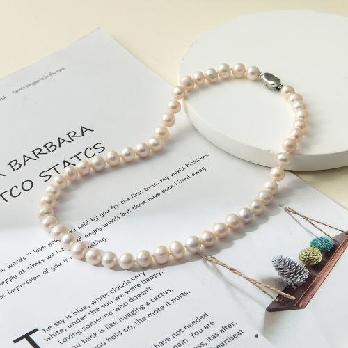 Natural Freshwater Pearl Necklace, for woman, Length:43 cm, Sold By PC