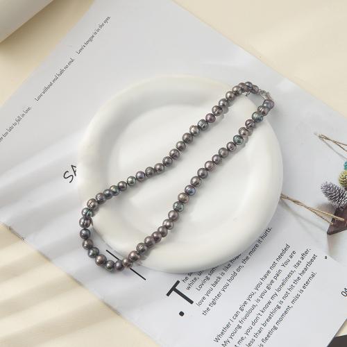 Collier de perles d'eau douce naturelles, perle d'eau douce cultivée, pour femme, Longueur:43 cm, Vendu par PC