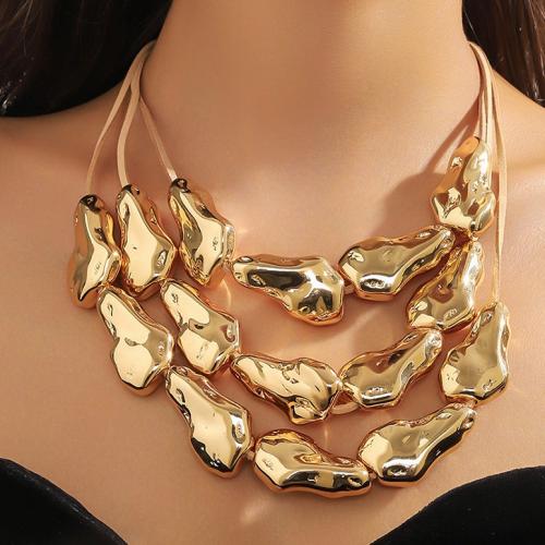 Acrylic Necklace, with 7cm extender chain, fashion jewelry & with rhinestone, golden, Length:51 cm, Sold By PC