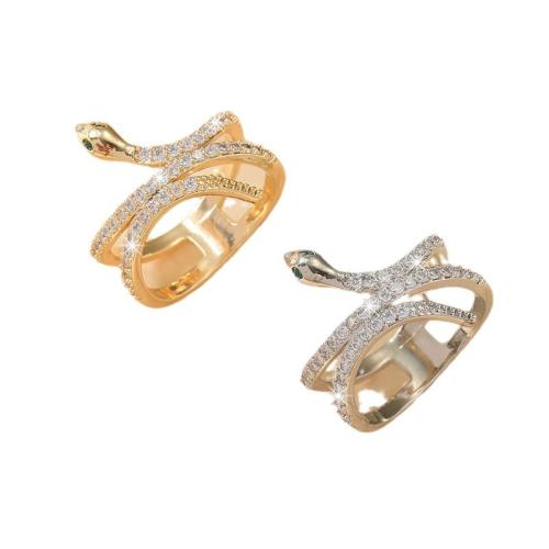 Cubique anneau en laiton Circonia Micro Pave, serpent, Placage, normes différentes pour le choix & pavé de micro zircon & pour femme, plus de couleurs à choisir, Vendu par PC