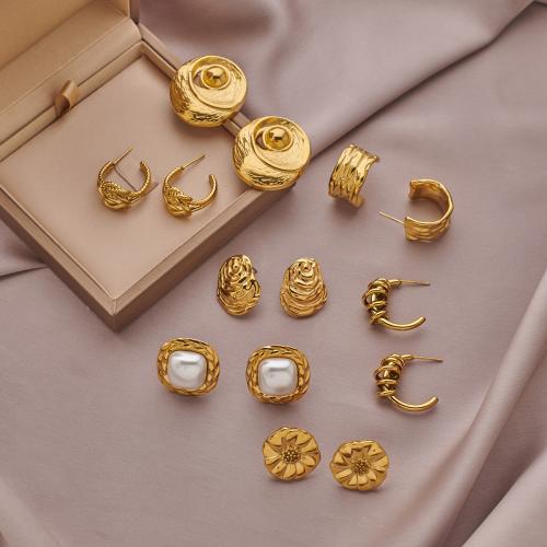 Stainless Steel Stud Earrings, 304 Stainless Steel, 18K gold plated, fashion jewelry & different styles for choice & for woman, Sold By Pair