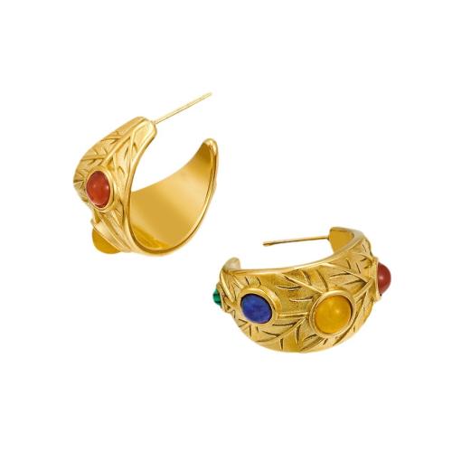 Stainless Steel Stud Earrings, 304 Stainless Steel, 18K gold plated, fashion jewelry & different materials for choice & for woman, Sold By Pair