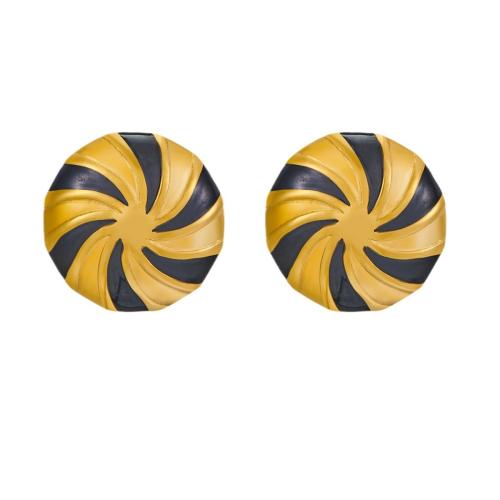 Stainless Steel Stud Earrings, 304 Stainless Steel, 18K gold plated, fashion jewelry & for woman & enamel, more colors for choice, Sold By Pair