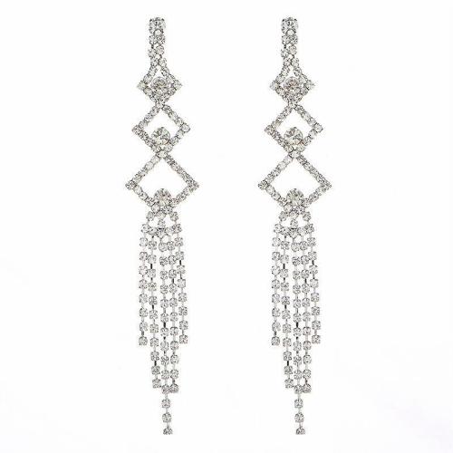 Goujon Laiton, Placage, pour femme & avec strass, argent, 110x20mm, Vendu par paire