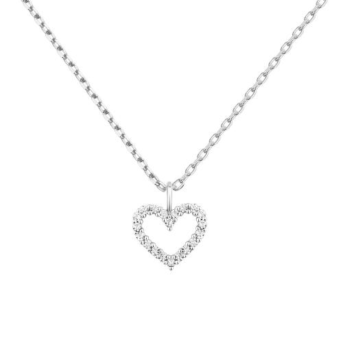 Cubic Zircon Micro Pave Brass Necklace, Heart, plated, micro pave cubic zirconia & for woman, more colors for choice, Length:Approx 21-50 cm, Sold By PC