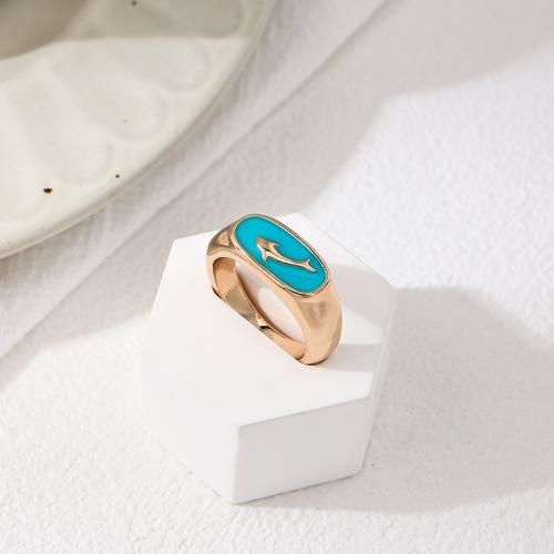 Tibetan Style Finger Ring, plated, for woman & enamel, blue, Sold By PC