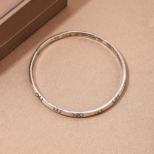 Tibetan Style Bangle, plated, for woman, silver color, Sold By PC