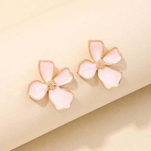 Tibetan Style Stud Earring, petals, plated, for woman & enamel, more colors for choice, Sold By Pair