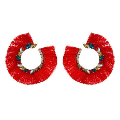 Tibetan Style Stud Earring, with Glass Rhinestone, plated, fashion jewelry & for woman, more colors for choice, Sold By Pair