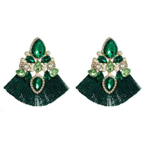 Tibetan Style Stud Earring, with Glass Rhinestone, plated, fashion jewelry & for woman, more colors for choice, Sold By Pair