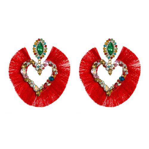 Tibetan Style Stud Earring, with Glass Rhinestone, fashion jewelry & for woman, more colors for choice, Sold By Pair