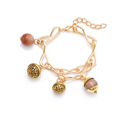 Tibetan Style Bracelet, with Gemstone, with 5cm extender chain, plated, vintage & for woman & hollow, golden, Length:Approx 17 cm, Sold By PC