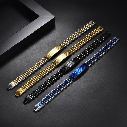 Stainless Steel Jewelry Bracelet, 304 Stainless Steel, Vacuum Ion Plating, Unisex, more colors for choice, 210x10mm, Sold By PC