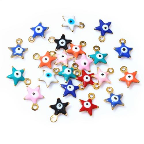 Evil Eye Pendants, 304 Stainless Steel, Star, Vacuum Ion Plating, DIY & enamel, more colors for choice, 10x8.50mm, Approx 100PCs/Bag, Sold By Bag