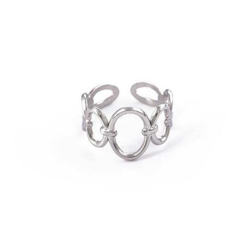 Stainless Steel Finger Ring, 304 Stainless Steel, plated, for woman, silver color, Sold By PC