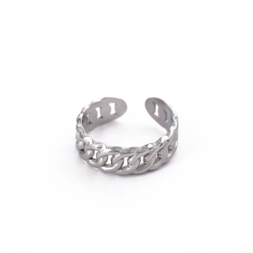 Stainless Steel Finger Ring, 304 Stainless Steel, plated, for woman, silver color, Sold By PC