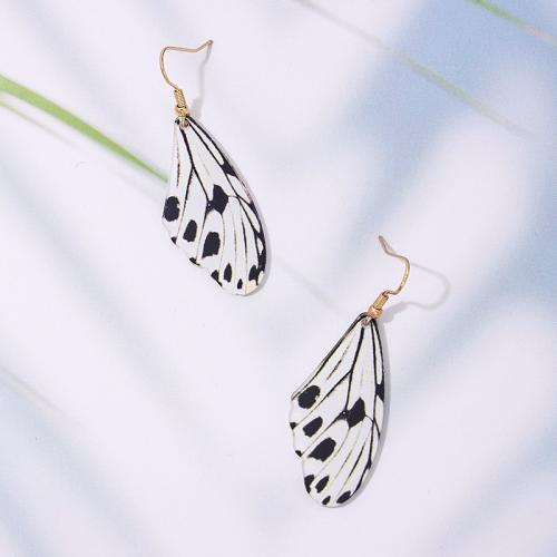 Tibetan Style Drop Earrings, with Acrylic, plated, for woman, white and black, Sold By Pair