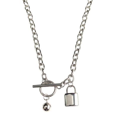 Titanium Steel Necklace, plated, for woman, silver color, Length:Approx 50 cm, Sold By PC