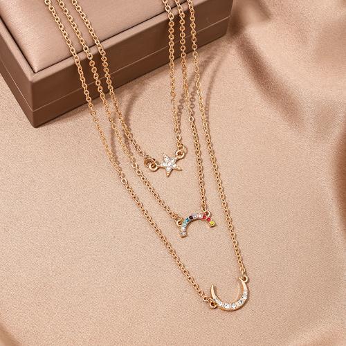 Tibetan Style Jewelry Necklace, plated, micro pave cubic zirconia & for woman, gold, Sold By PC