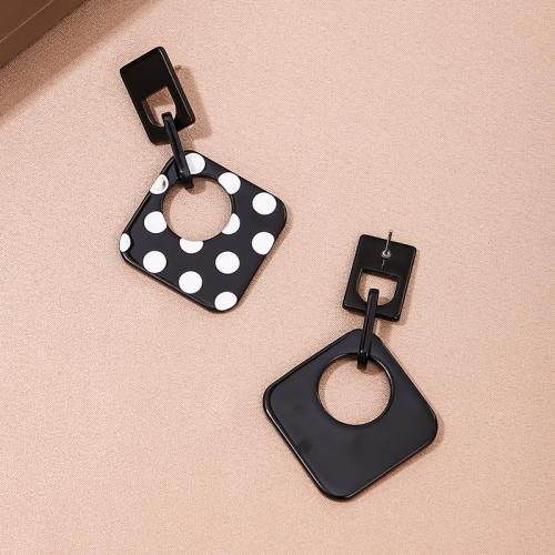 Acrylic Jewelry Earring, plated, for woman, white and black, Sold By Pair