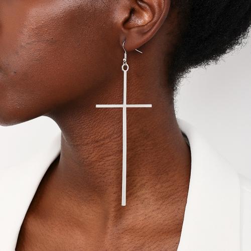 Tibetan Style Drop Earrings, Cross, plated, for woman, more colors for choice, Sold By Pair