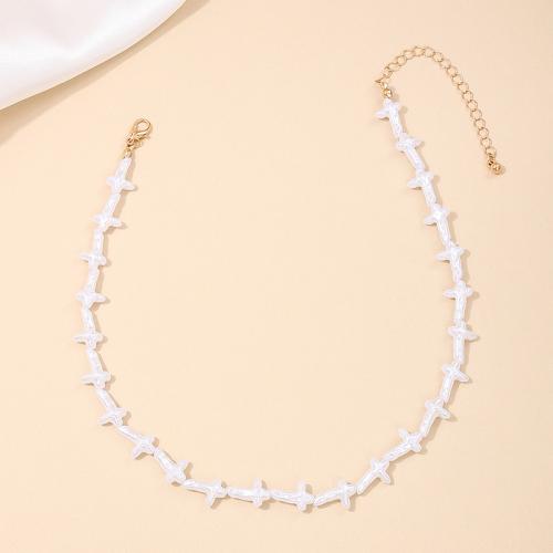 Tibetan Style Jewelry Necklace, with Acrylic, plated, for woman, white, Sold By PC