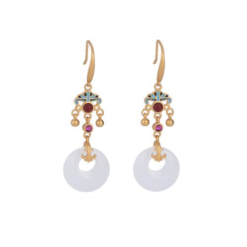 Boucles d'oreilles pendantes en laiton, Placage, Vintage & pour femme & émail, doré, 50mm, Vendu par paire