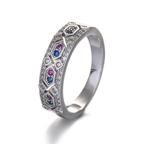 Cúbicos Circonia Micro Pave anillo de latón, metal, diverso tamaño para la opción & micro arcilla de zirconia cúbica & para mujer, color de platina, Vendido por UD