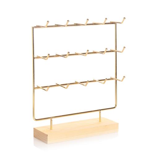 Iron Earring Display, with Wood, plated, more colors for choice, 240x70x270mm, Sold By PC