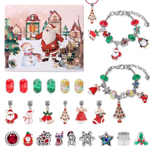 Children DIY String Beads Set, Tibetan Style, plated, Christmas Design & Unisex & enamel & with rhinestone, Sold By Set