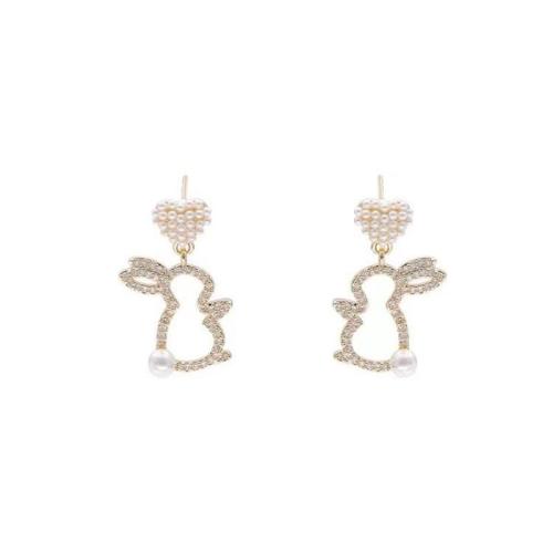 Brass Drop Earring, with Plastic Pearl, plated, different styles for choice & for woman & enamel & with rhinestone, earring length 25-40mm, Sold By Pair